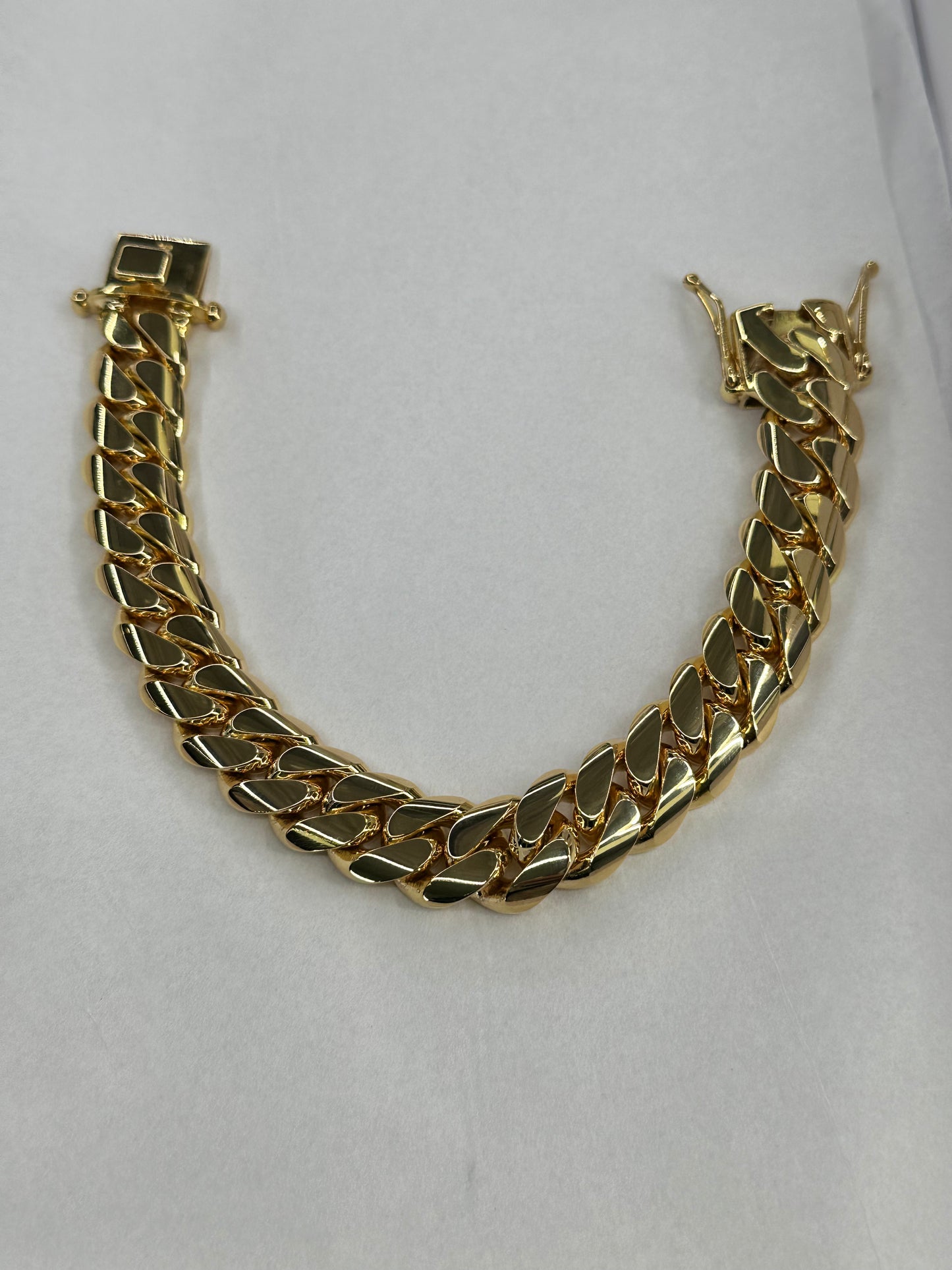Mens 14k Solid Gold Cuban Link Bracelet