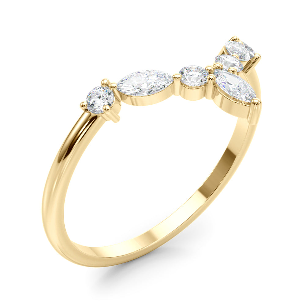 14k Band Marquise & Round (0.38ct tw)