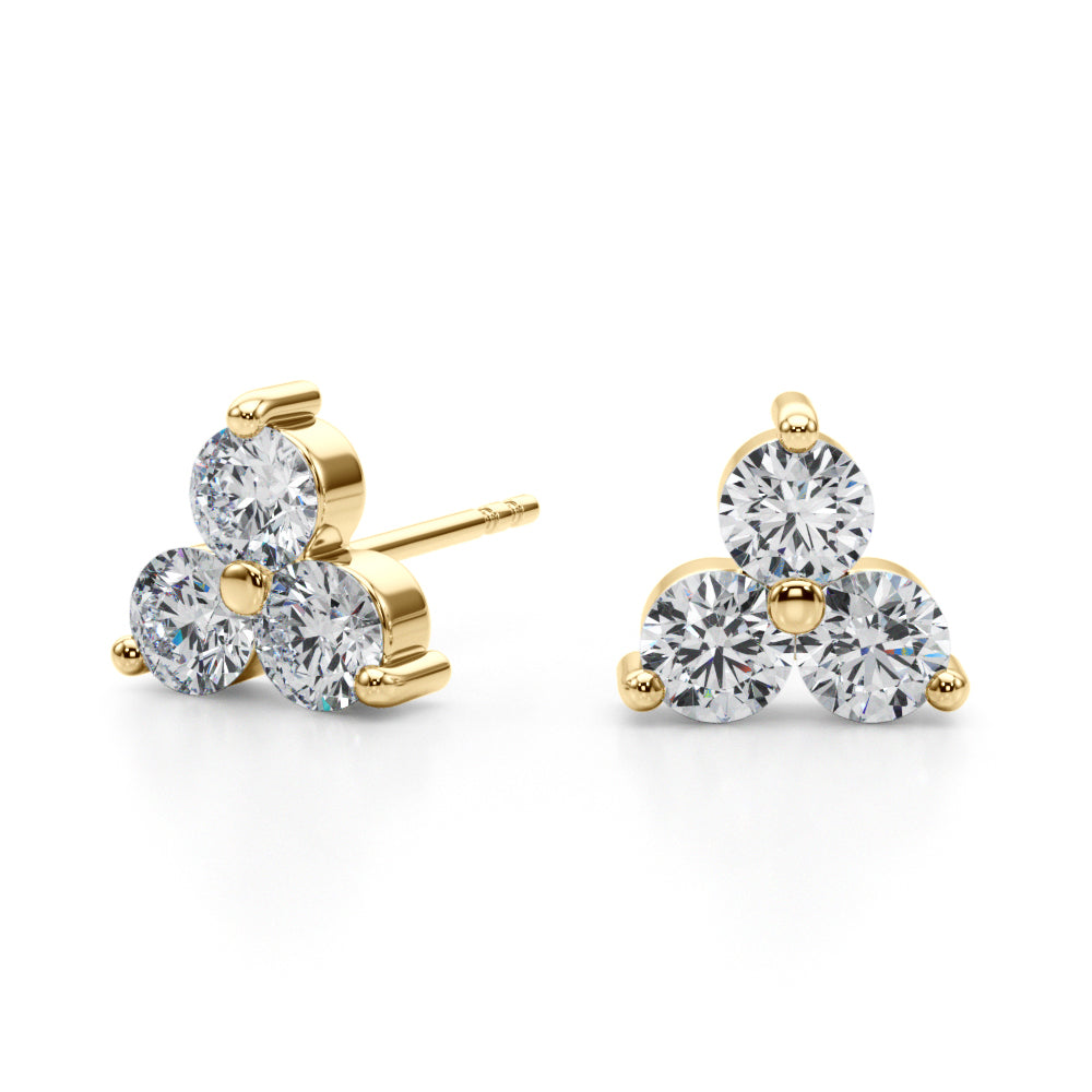 14k 3 Stone Earrings (0.96ct tw)