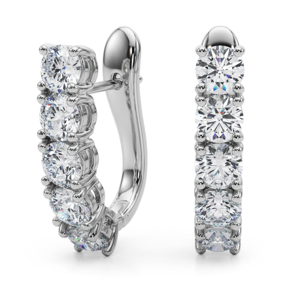 14k Diamond Earrings Omega Backs (2ct tw)