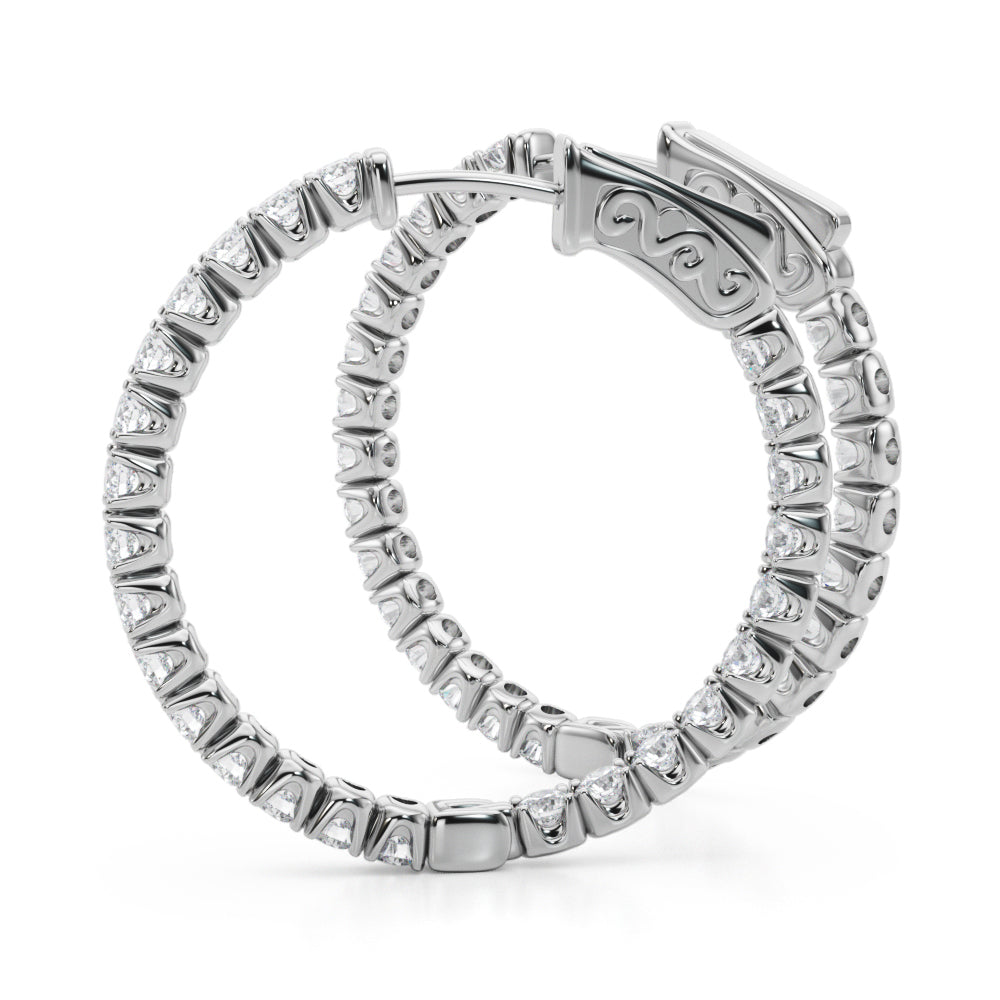 14k 1.1 Inch 4 Prong Round Hoop (2ct tw)