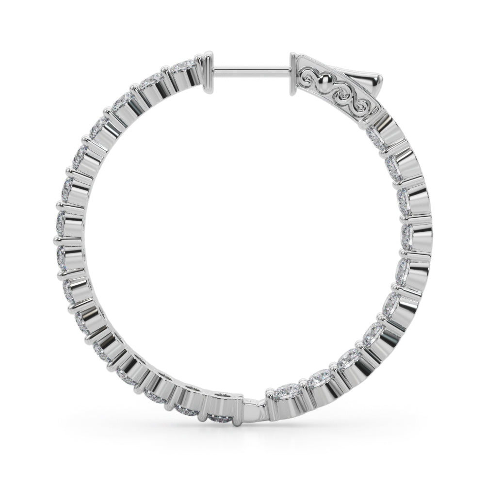 14k 1.4 Inch 2 Prong Round Hoop (4.5ct tw)