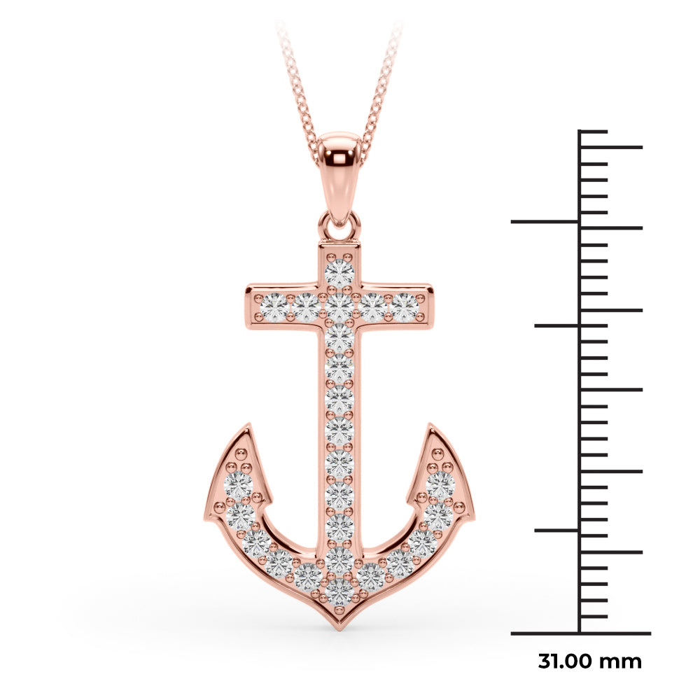 14k Anchor Necklace (0.37 ct tw)