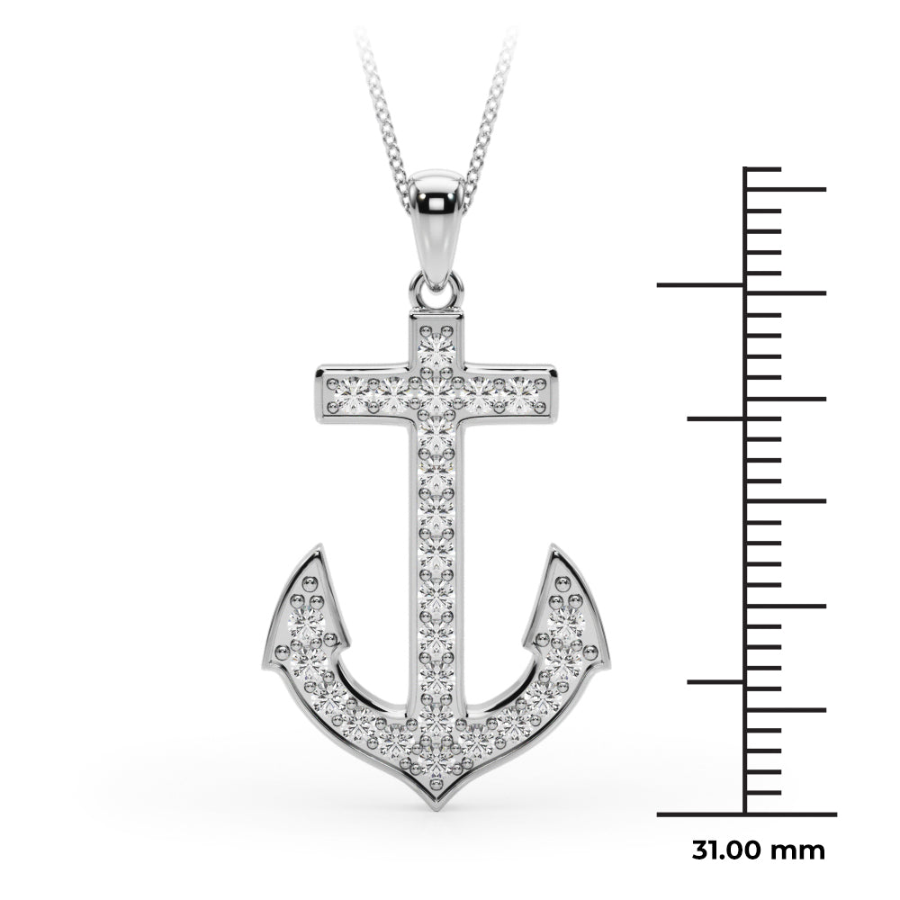 14k Anchor Necklace (0.37 ct tw)