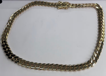 14k Solid Miami Cuban Link Chain (Yellow Gold, sizes 10mm thru 20mm)