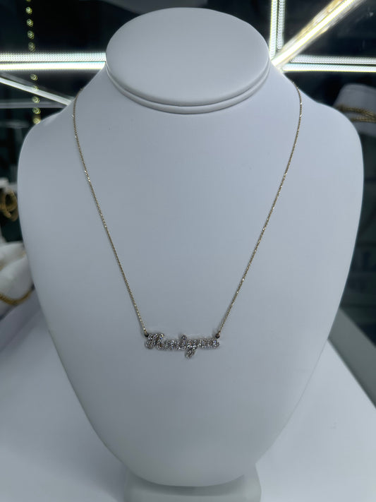 14k Diamond Name Plate Chain