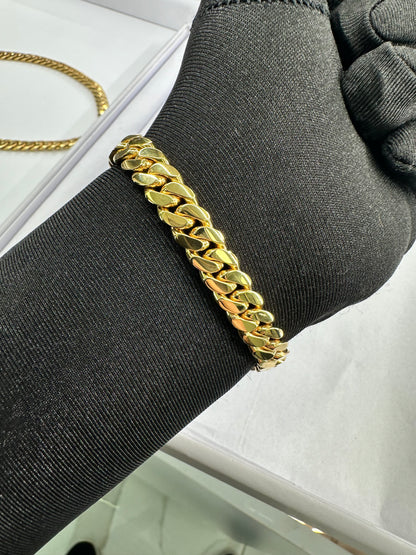 Mens 14k Solid Gold Cuban Link Bracelet