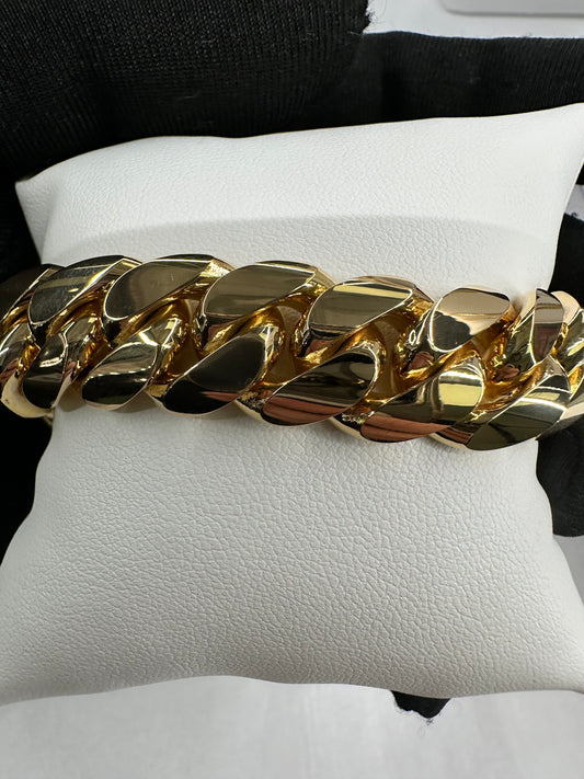 Mens 14k Solid Gold Cuban Link Bracelet