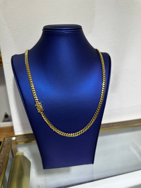 14K Solid Miami Cuban Link Chain Yellow Gold