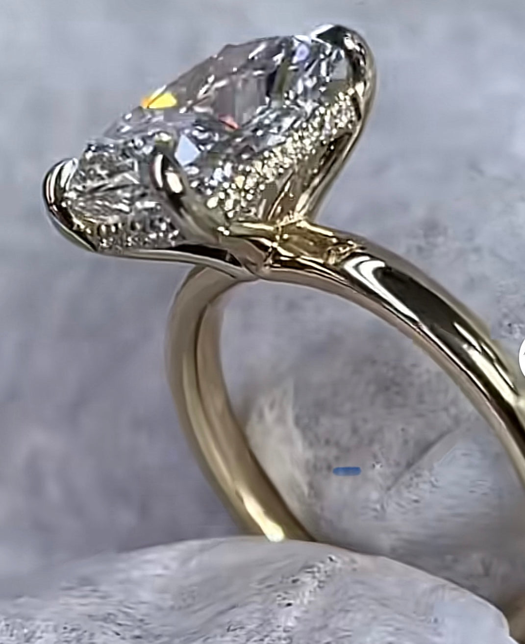 Diamond Engagement Ring ( Elongated Cushion Cut Center 1.4 Ratio)