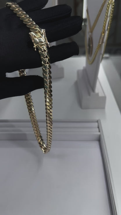 14k Solid Miami Cuban Link Chain (Yellow Gold, sizes 10mm thru 20mm)