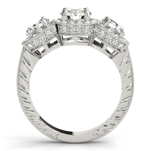 14k White Gold Engagement Ring 3 Stone Round (2.28ct tw)