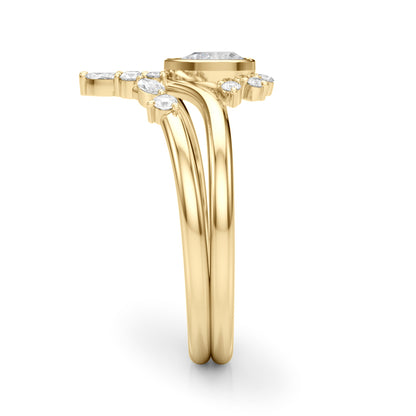 14k Chevron Ring With Pear Shape Center (0.42ct tw