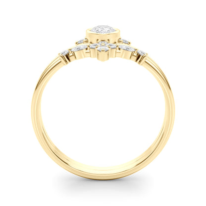 14k Chevron Ring With Pear Shape Center (0.42ct tw