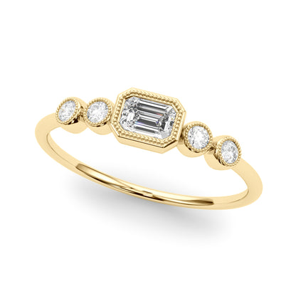 14k 5 Stone Fashion Ring With Emerald Cut Center (0.35 ct tw)