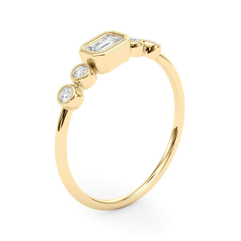 14k 5 Stone Fashion Ring With Emerald Cut Center (0.35 ct tw)
