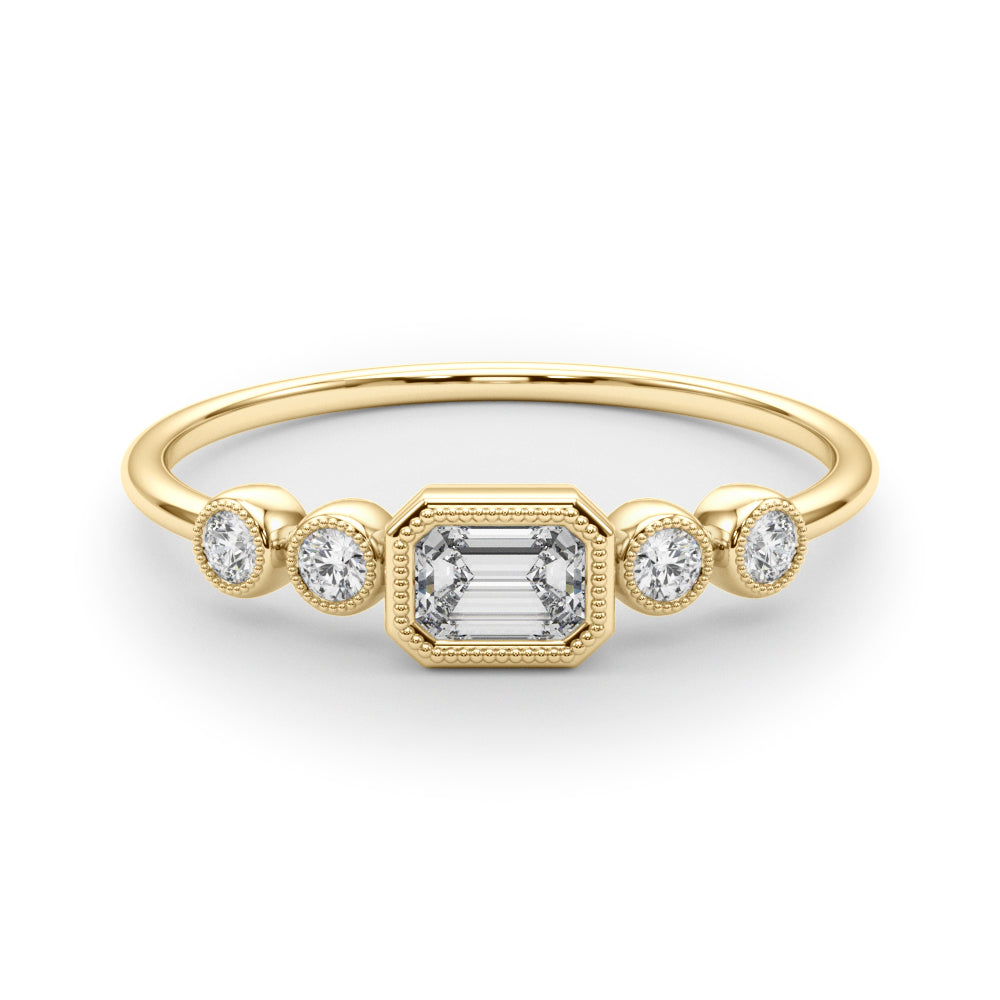 14k 5 Stone Fashion Ring With Emerald Cut Center (0.35 ct tw)