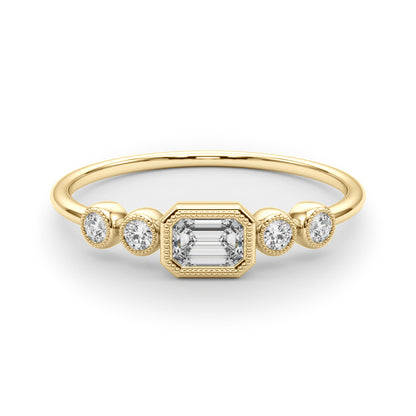 14k 5 Stone Fashion Ring With Emerald Cut Center (0.35 ct tw)