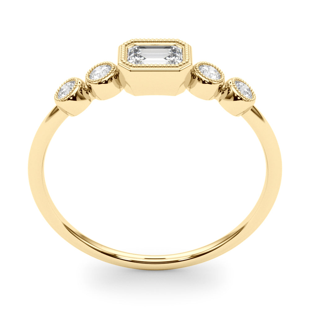 14k 5 Stone Fashion Ring With Emerald Cut Center (0.35 ct tw)