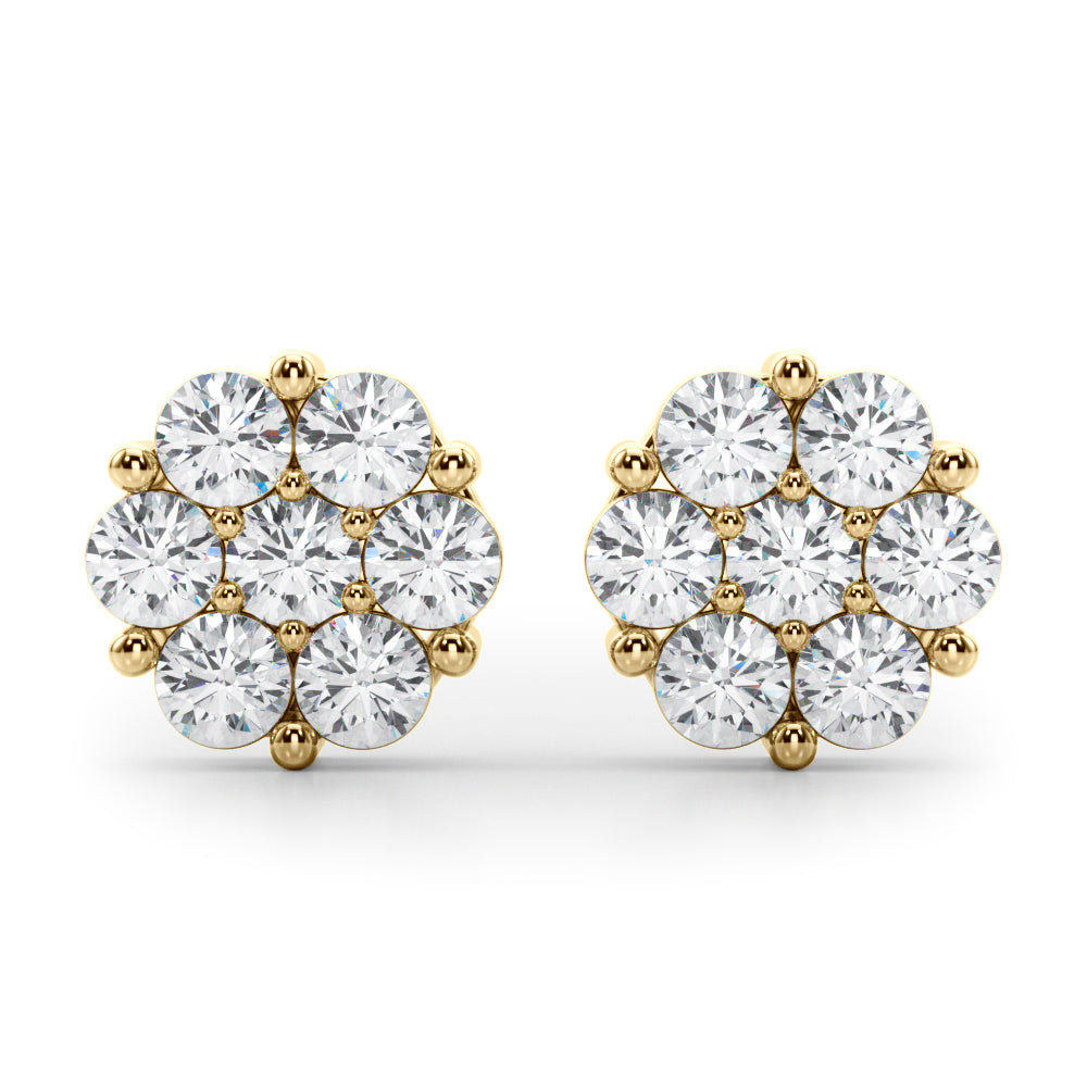 14k  Earrings Cluster (1ct tw )