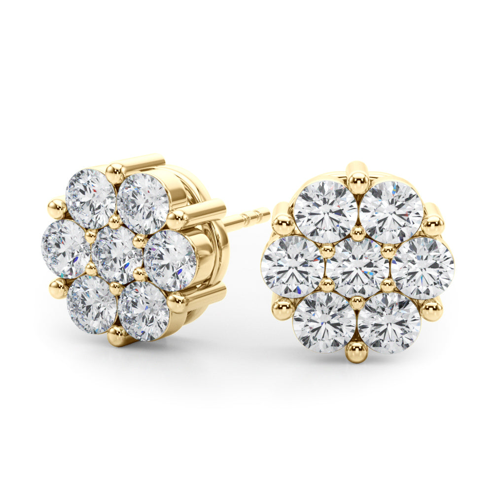 14k  Earrings Cluster (1ct tw )