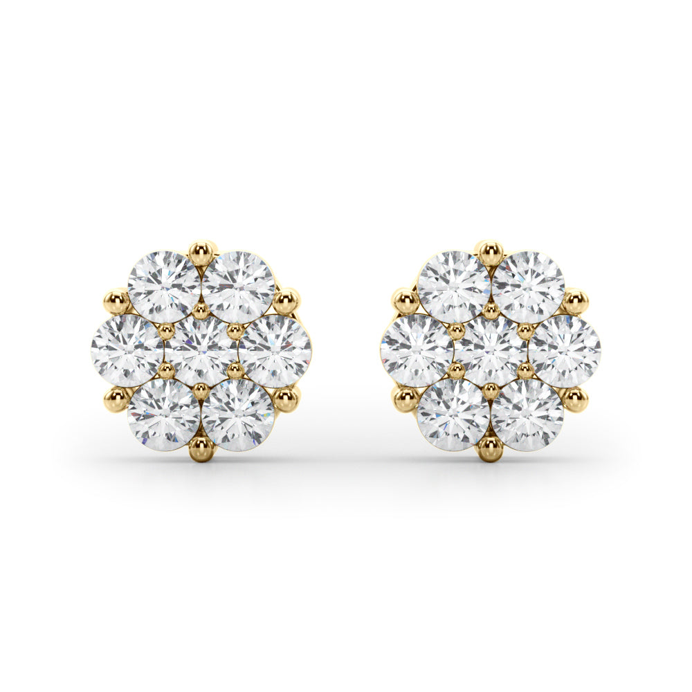 14k  Earrings Cluster (1ct tw )