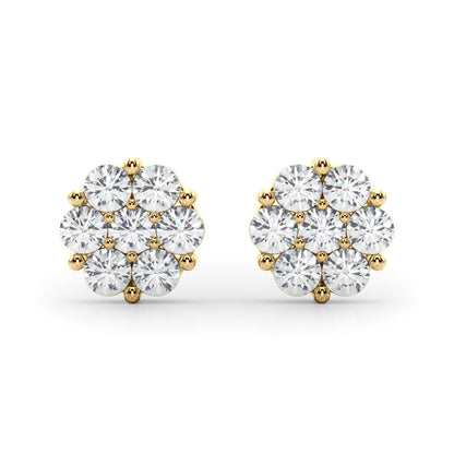 14k  Earrings Cluster (1ct tw )