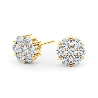 14k  Earrings Cluster (1ct tw )