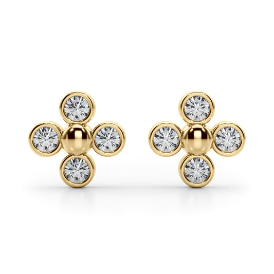 14k Diamond Earrings Cluster (0.5ct tw)