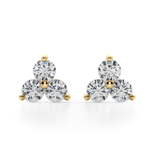 14k 3 Stone Earrings (0.96ct tw)