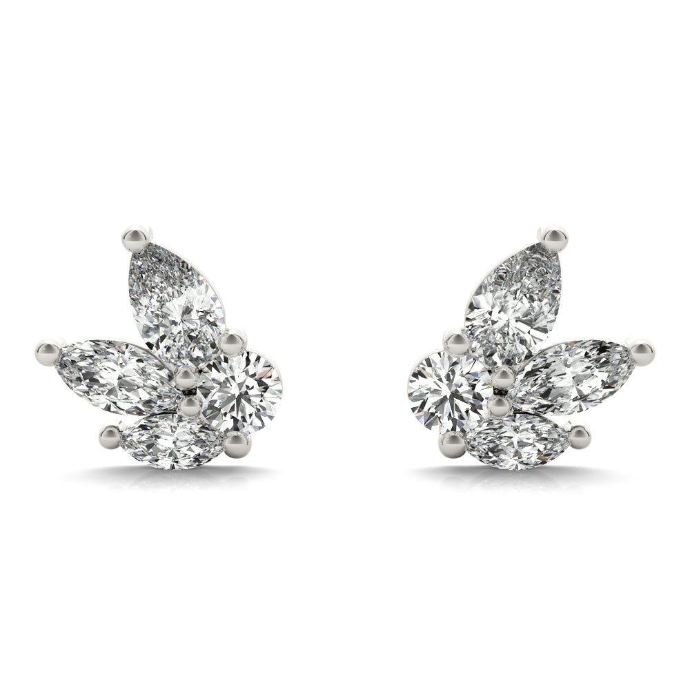 14kn Diamond Earrings Marquise & Round (1.0ct tw