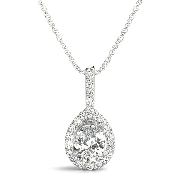 14k Halo Pear Necklace (0.5 ct tw)