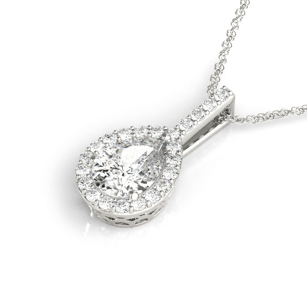 14k Halo Pear Necklace (0.5 ct tw)