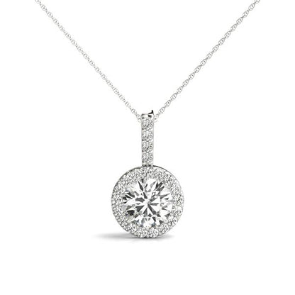 14k Round Halo Necklace (0.8 ct tw)