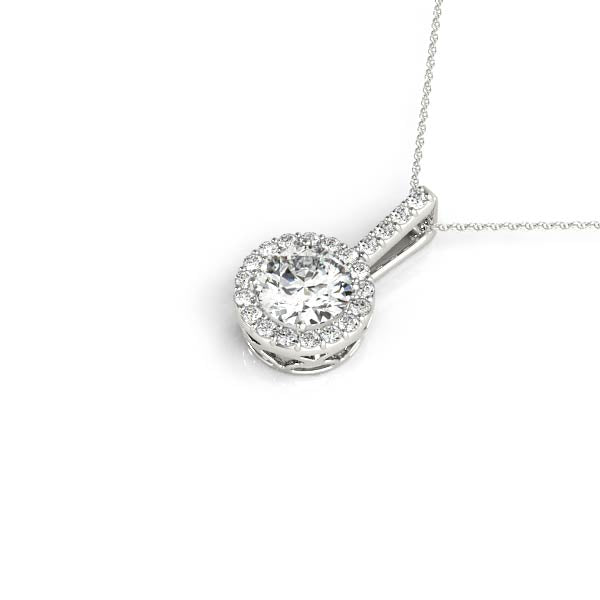 14k Round Halo Necklace (0.8 ct tw)