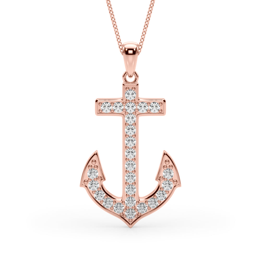 14k Anchor Necklace (0.37 ct tw)