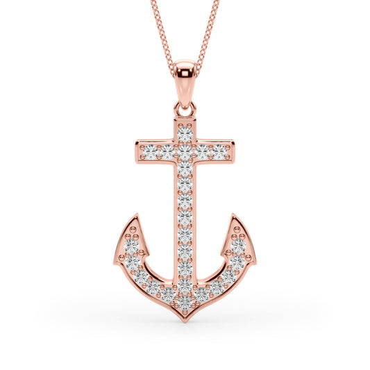 14k Anchor Necklace (0.37 ct tw)