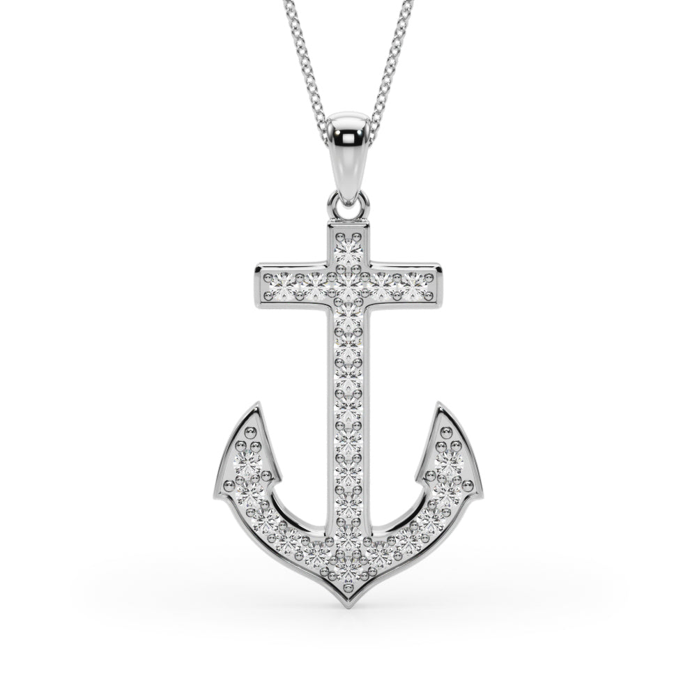 14k Anchor Necklace (0.37 ct tw)