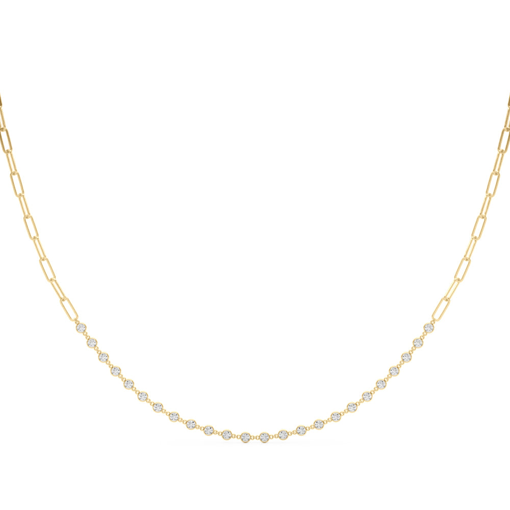 14k Paperclip Bezel Necklace (1.44 ct tw)