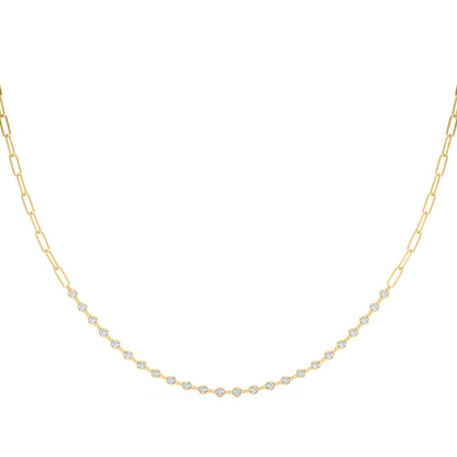 14k Paperclip Bezel Necklace (1.44 ct tw)