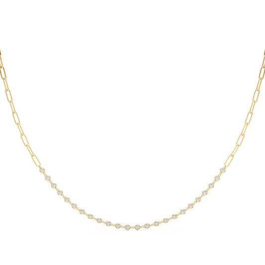 14k Paperclip Bezel Necklace (1.44 ct tw)